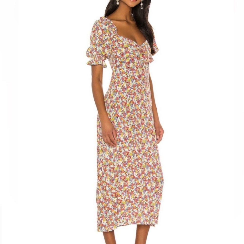 Faithfull the Brand X Revolve Lennox Midi Dress Vionette Floral Print Size 4